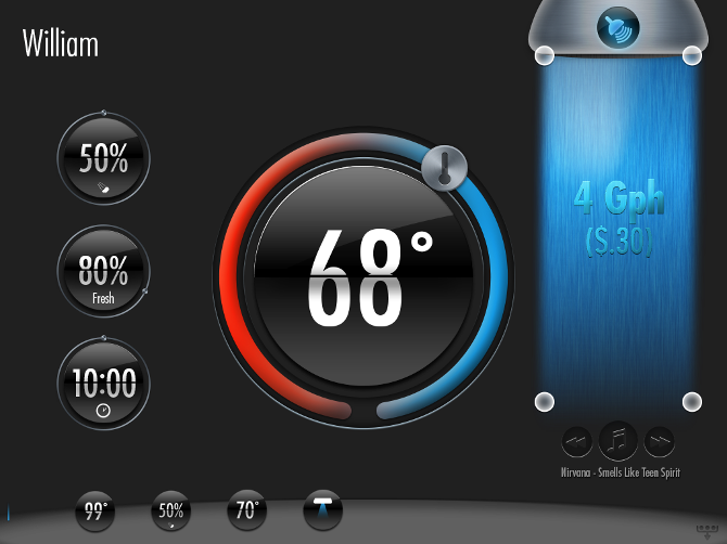 Touchscreen Shower Interface Portfolio Of William Rihn Touchscreen Shower Interface The Welcome Screen Senses Your Proximity With A Sensor You Can Choose Name From To Use Settings